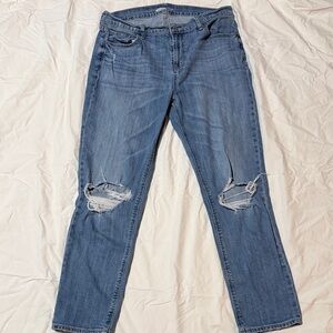 Old Navy Blue Straight Leg Distressed Jeans